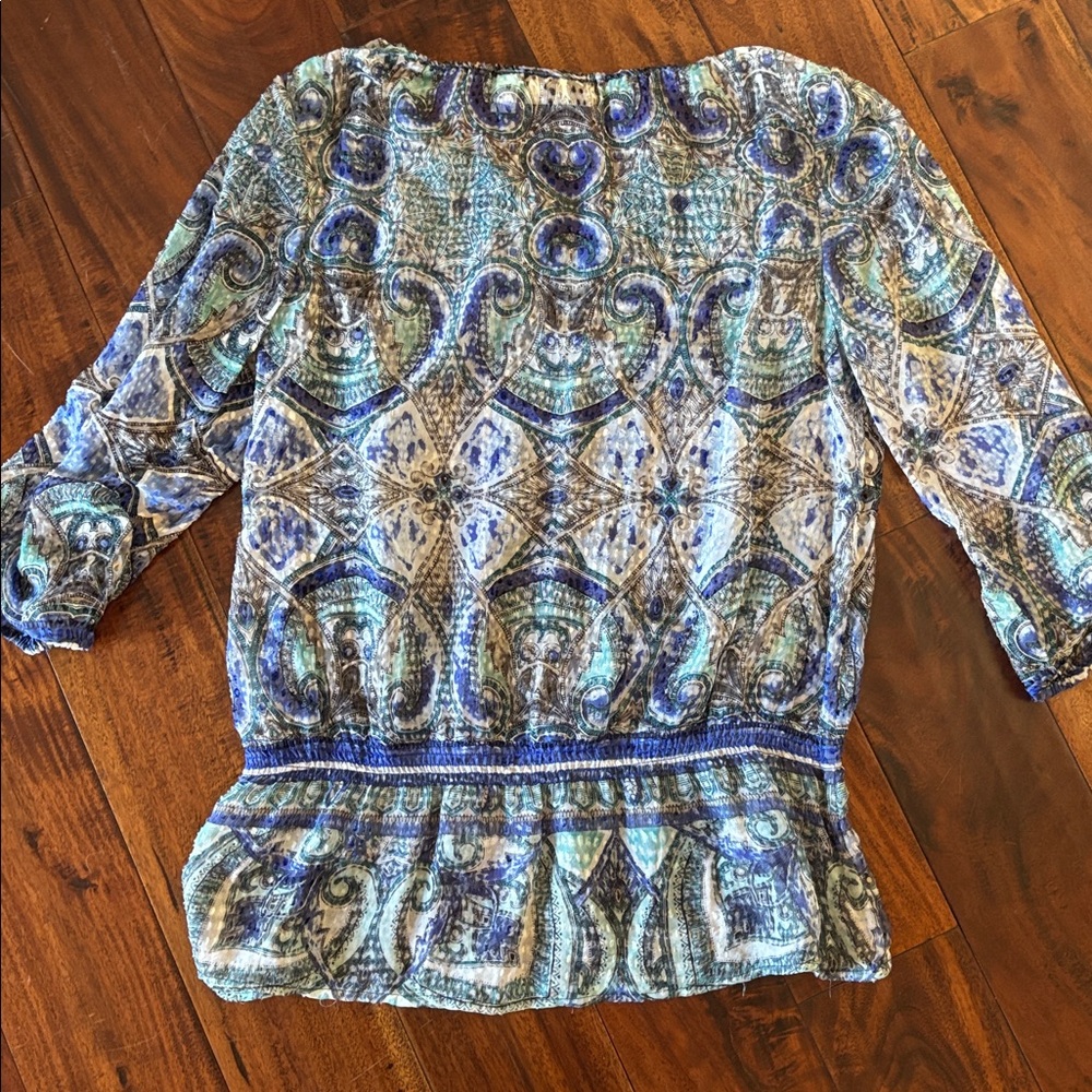 Chico's | Multicolor Paisley Blouse With Elastic Waist - Picture 8 of 8
